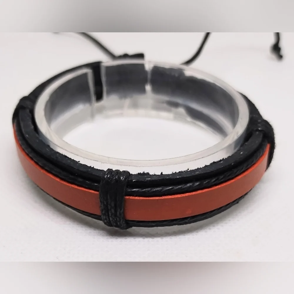 Leather Bracelet Men's Black Layered New‎ f95